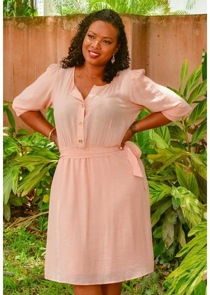 KIRUDA- 3/4 Sleeve Dress with Elastic
