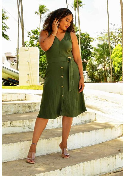 KEANI- V-neck Belt Dress