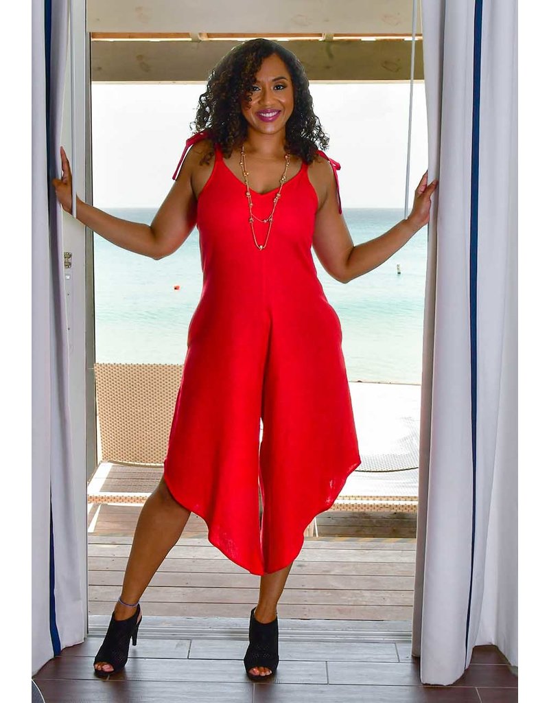 NATASHA- Linen Blend Jumpsuit with Bow 