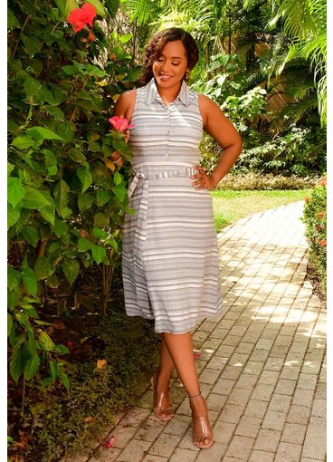 Sandra Darren KAHIL- Striped Fit and Flare Dress