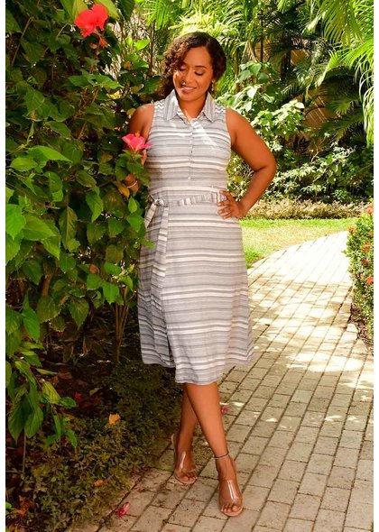Sandra Darren KAHIL- Striped Fit and Flare Dress