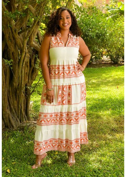 MSK KELMA- Tribal Print Maxi Dress