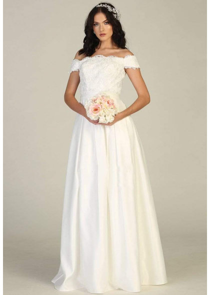 Quinn-BRIDAL Off-Shoulder Applique Long Dress