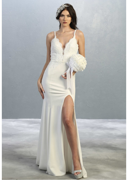 QUEENIE- Bridal Spaghetti Strap with Split