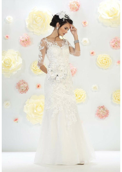 QUINLAN- Bridal Dress with Sheer Sleeves