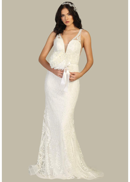 QUIRIN-Broad Strap Bridal Dress with Sheer