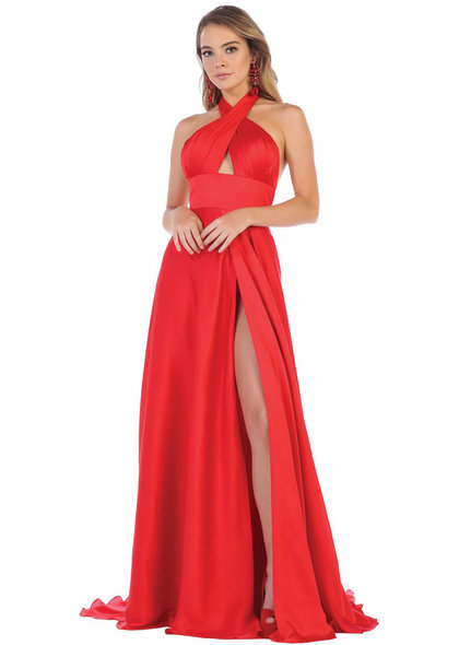 QUINETTE- Long Dress with Crossover Neckline