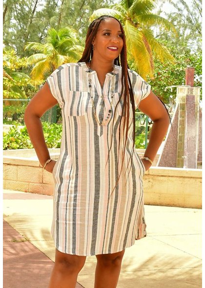 MARISSA OLIVIA NAIR- Striped Shift Dress