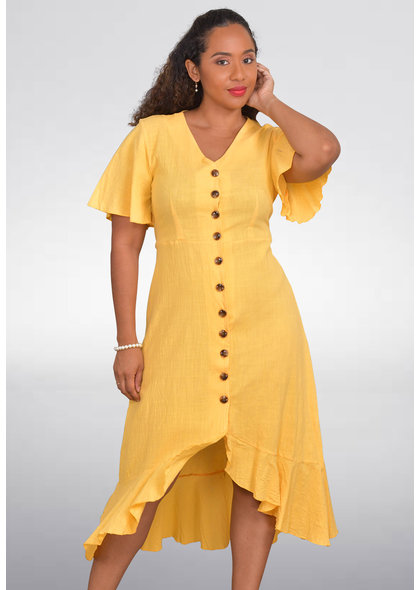 GETS OLEMA- Midi Dress with High Low Hemline