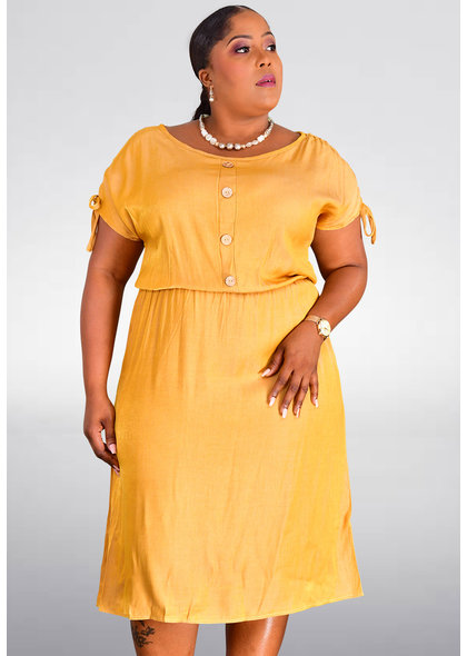 GETS ORAH- Plus Size Sheath Dress with Buttons