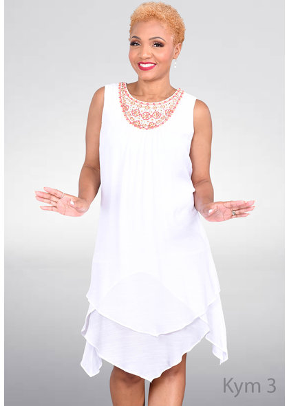 KYM- Embroidered Dress with Pointed Bottom