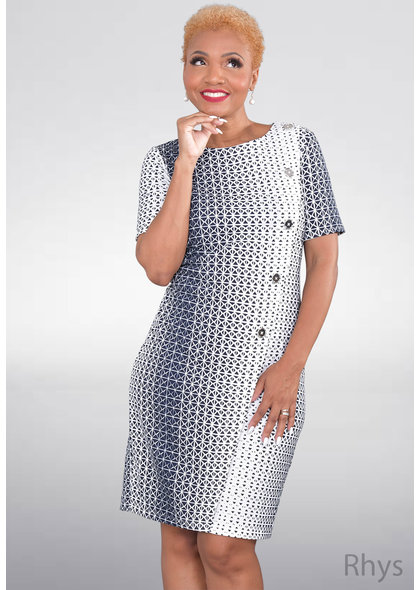 RHYS- Printed Dress with Diagonal Buttons