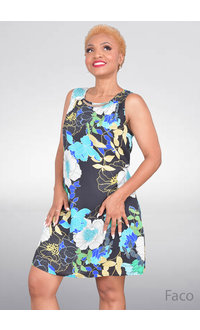 A U W FACO- Sleeveless Floral Print Dress
