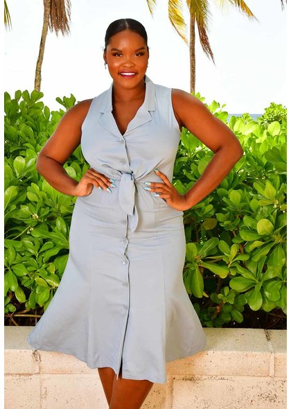 KELC- Sleeveless Button Down Dress