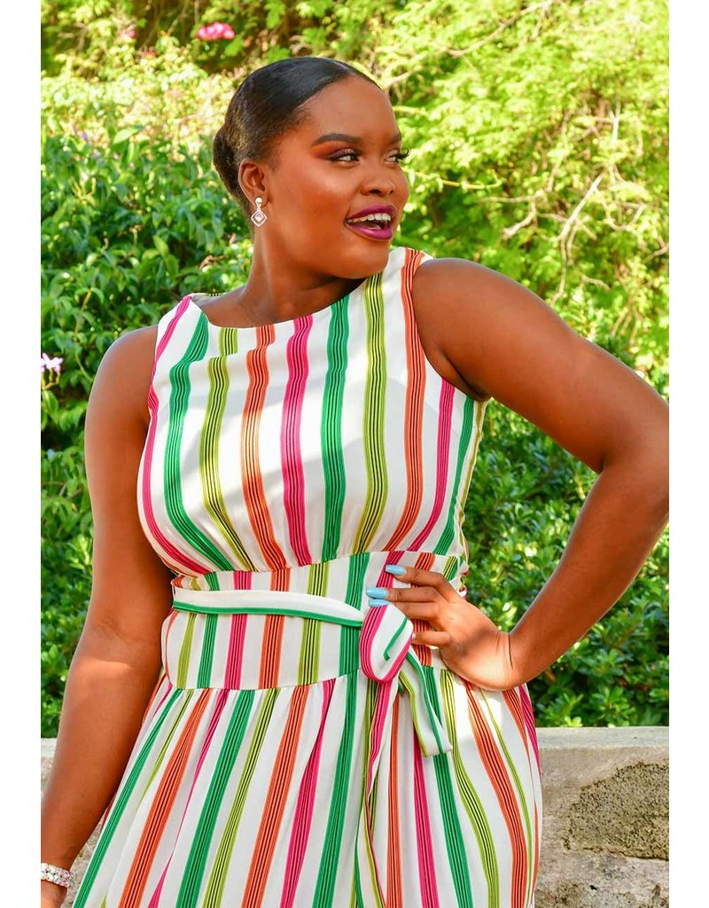 Maison Tara RITTY- Striped Midi Length Dress