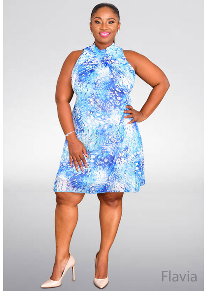 Signature FLAVIA- Puff Print Mock Neck Dress