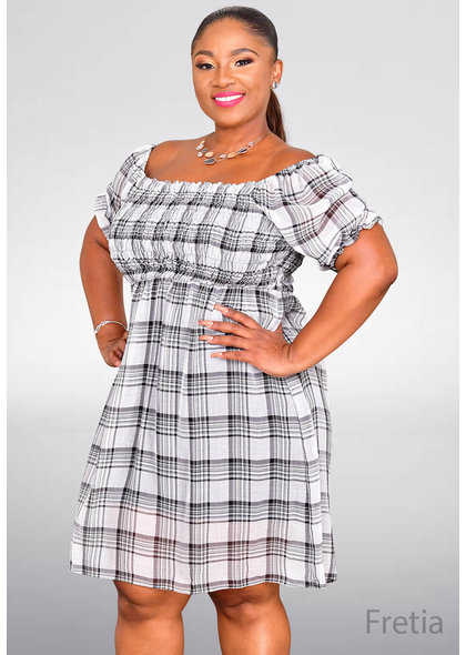 Maison Tara FRETIA- Off The Shoulder Dress with Smocking Details
