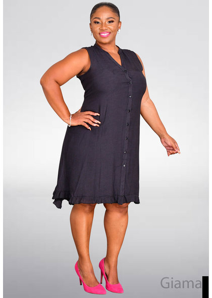 MLLE Gabrielle GIAMA-Plus Size Sleeveless Dress with Frill at the Bottom