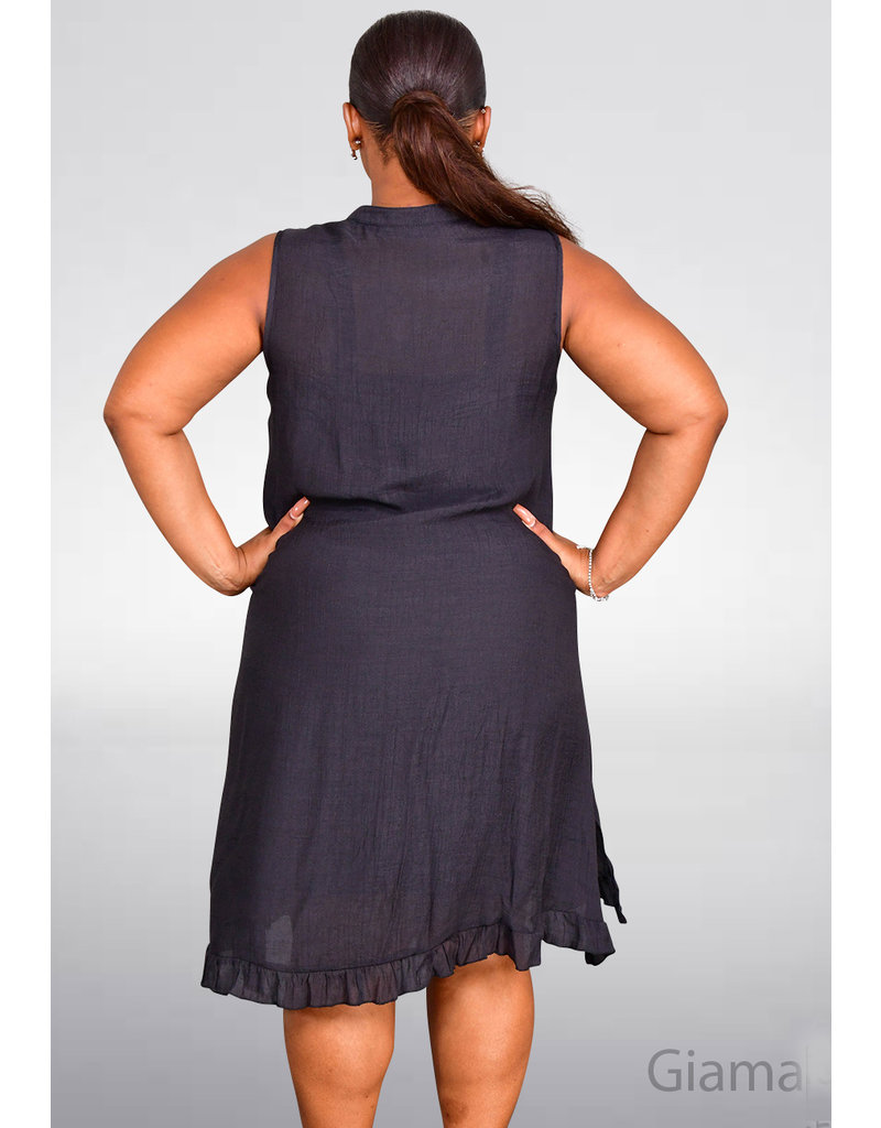 MLLE Gabrielle GIAMA-Plus Size Sleeveless Dress with Frill at the Bottom