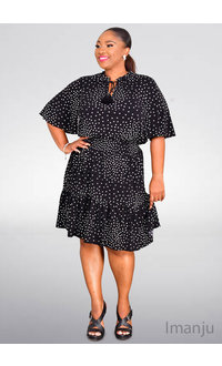 Maison Tara IMANJU- Polka Dot Dress with Smocking Details