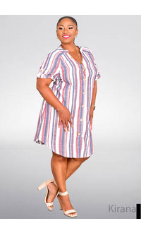 ARIA KIRANA- Striped Shirt Dress