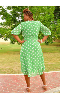 Maison Tara FICO- Balloon Sleeve Polka Dot Dress with Band