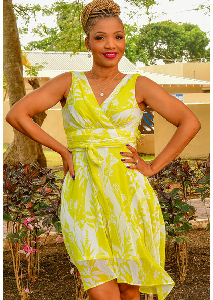 BLEECKER 126 FREDDY- Printed Armhole Lap Top Dress