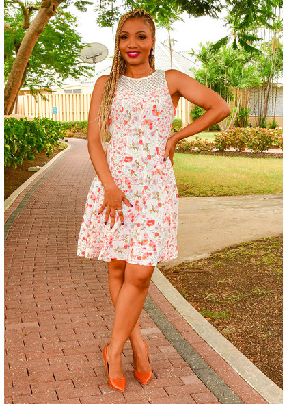 RIPAUL- Floral Dress with Lace Accents