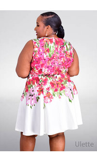 ULETTE- Plus Size Floral Armhole Fit & Flare Dress