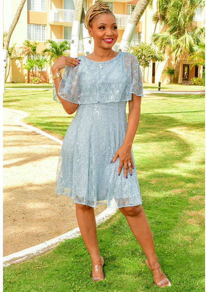 LIANI- Cape Fit & Flare Dress