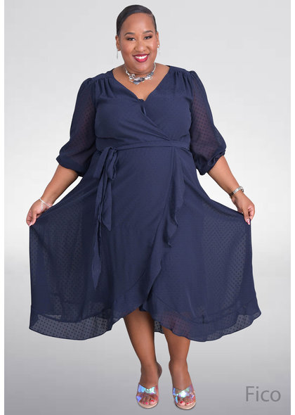 Maison Tara FICO- Balloon Sleeve Wrap Dress with Band