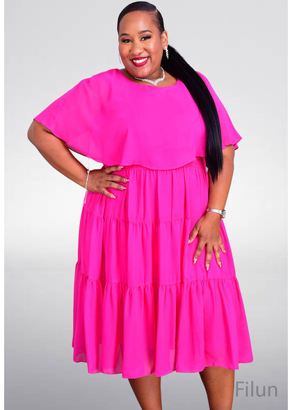 Maison Tara FILUN- Plus Size Caplet Overlay Dress