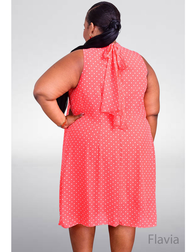 Signature FLAVIA- Plus Size Polka Dot Dress with Overlay