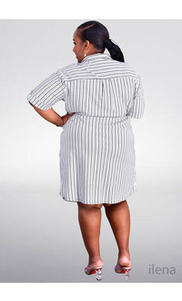 MLLE Gabrielle ILENA- Plus Size Striped Shirt Dress
