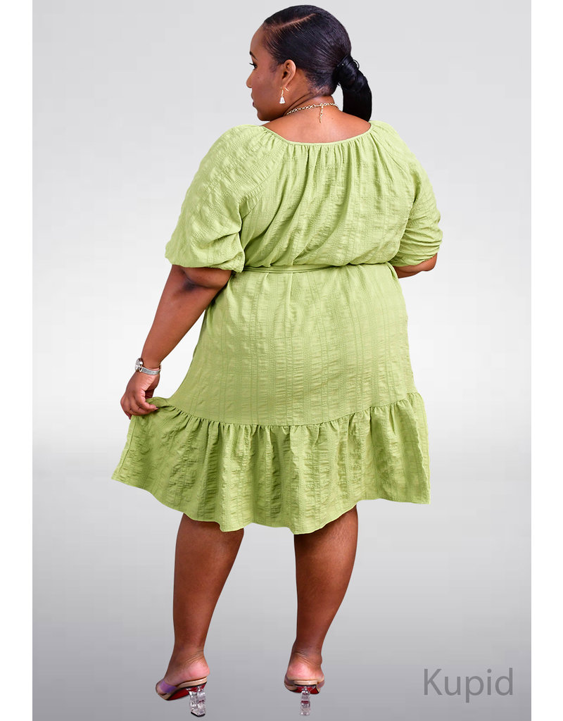Maison Tara KUPID- Plus Size Off The Shoulder Dress with Sash