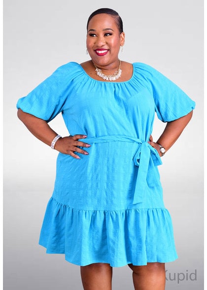 Maison Tara KUPID- Plus Size Off The Shoulder Dress with Sash