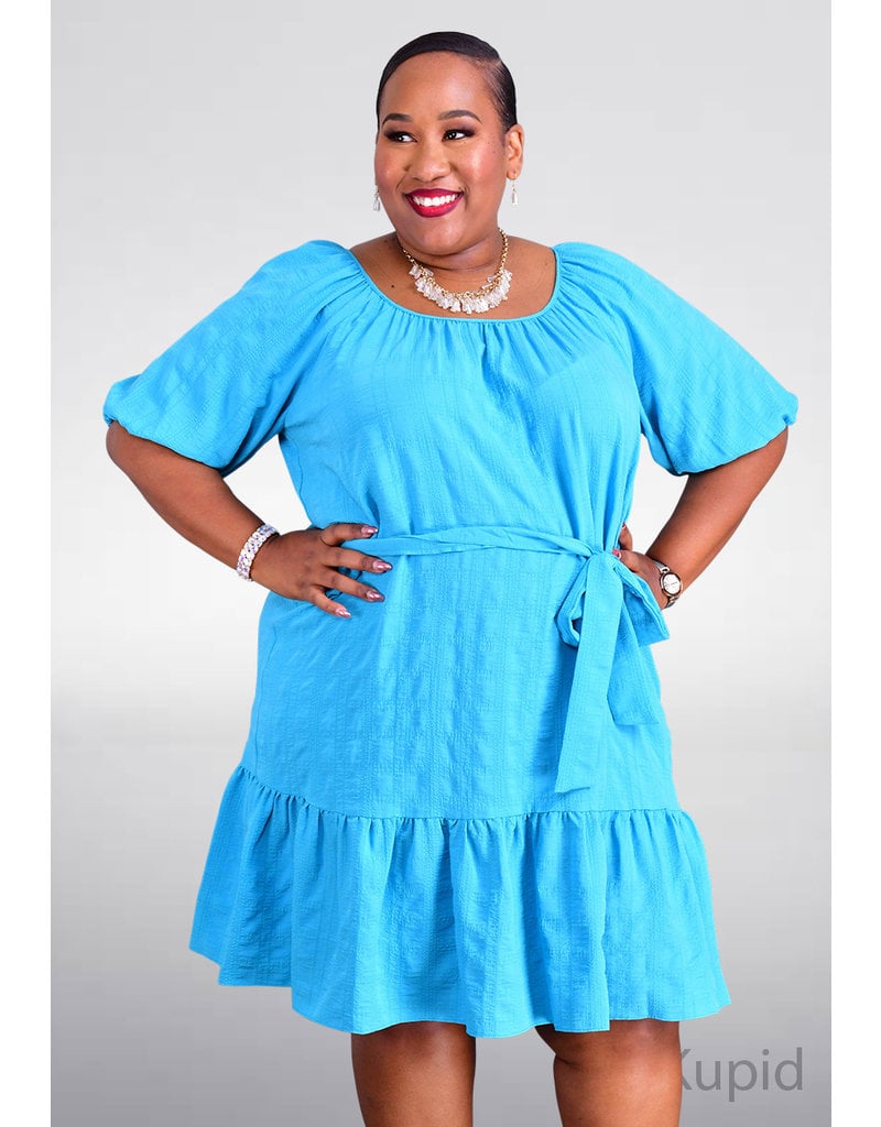 Maison Tara KUPID- Plus Size Off The Shoulder Dress with Sash