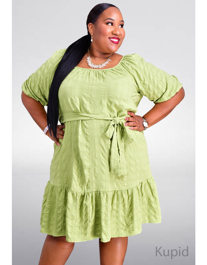 Maison Tara KUPID- Plus Size Off The Shoulder Dress with Sash