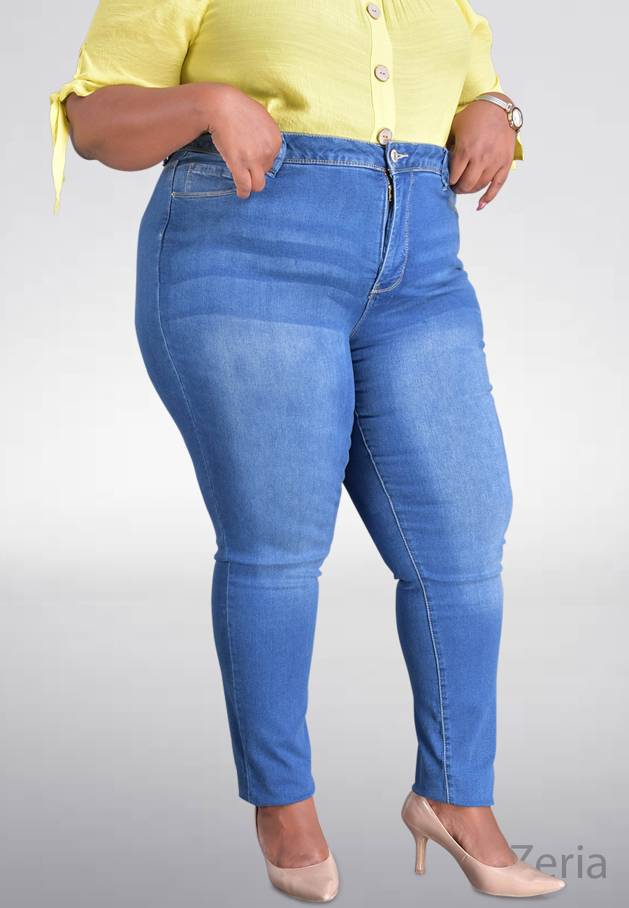 ZERIA- Plus Size High Waist Jeans Pants 