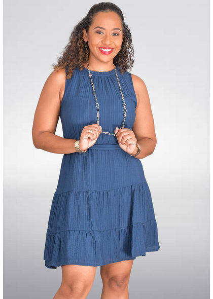 GETS ODEN- Ruffle High Neck Dress with Band