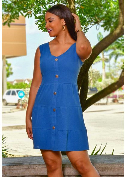 GETS OTIS- Sleeveless Jeans Dress with Buttons