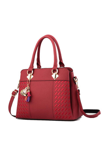 GETS Embroidery Detail Handbag With Tassel Bag Charm