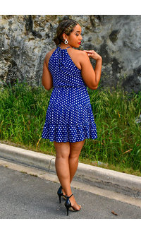 GETS OSWIM- Hi-Neck Polka Dot Dress