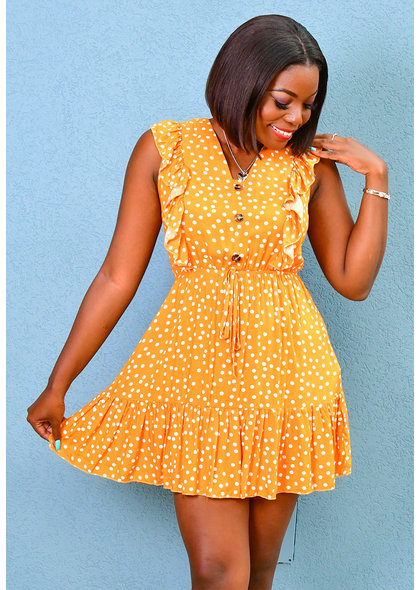 GETS OLEI- Polka Dot Dress with Frill