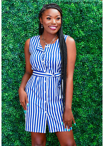 GETS OSLO- Stripe Square Neck Dress