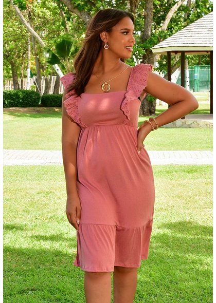 ABSOLUTELY FAMOUS IBINA- Square Neck Dress with Pattern Straps