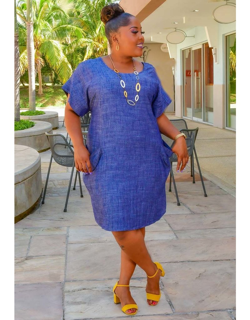 KELIZ- Plus Size Shift Dress with Pockets - Harmonygirl.com