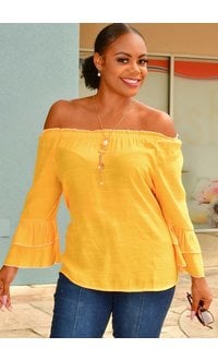 Unique Spectrum VEHAM- Off- Shoulder Bell Sleeve Top