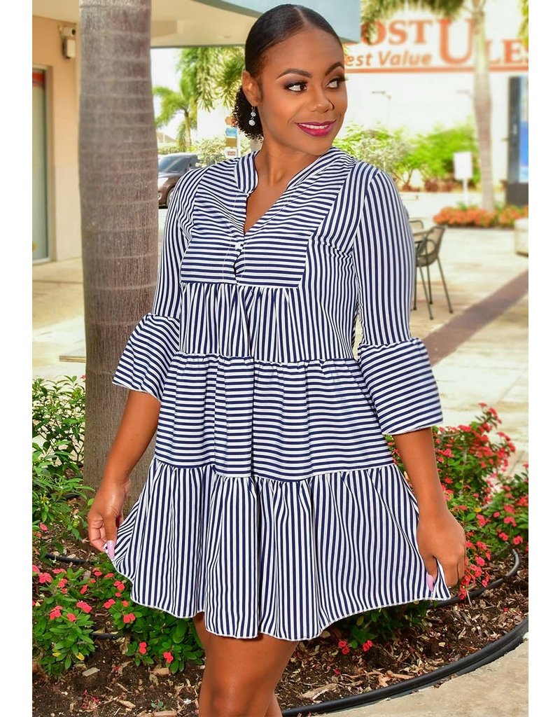 OPALIO- Stripe Flounce Long Sleeve 