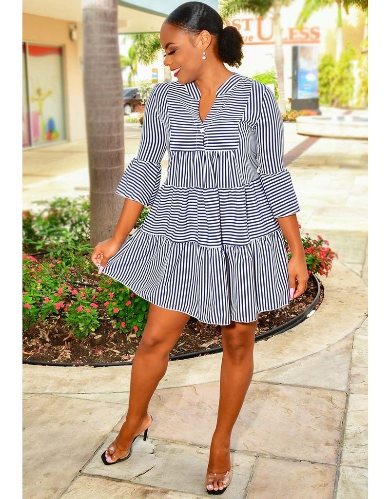 OPALIO- Stripe Flounce Long Sleeve 